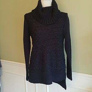 Simply Vera Vera Wang Navy Cable Cowl-Neck Pullover